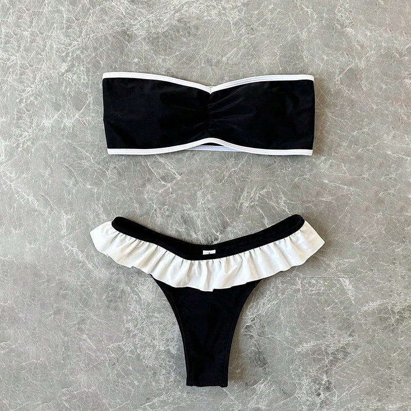 Damen Bandeau-Bikini mit Rüschendetails und elastischem Komfortbund R&B