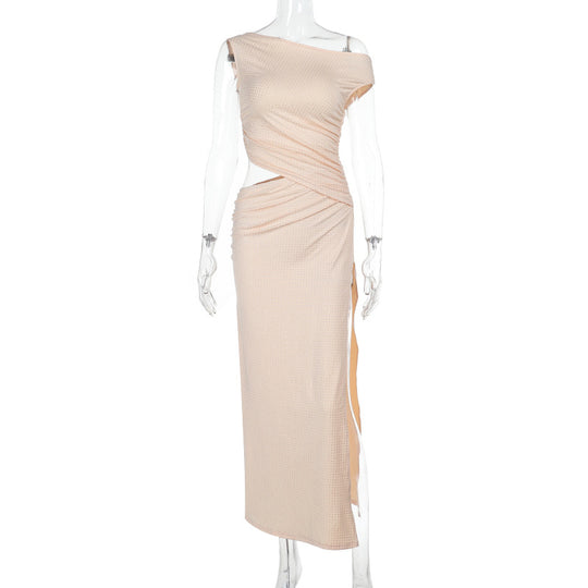 Damen Elegantes Wickelkleid mit asymmetrischem Design und transparentem Einschnitt R&B