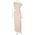 Damen Elegantes Maxikleid mit asymmetrischem Schnitt und Drapierungsdetails R&B
