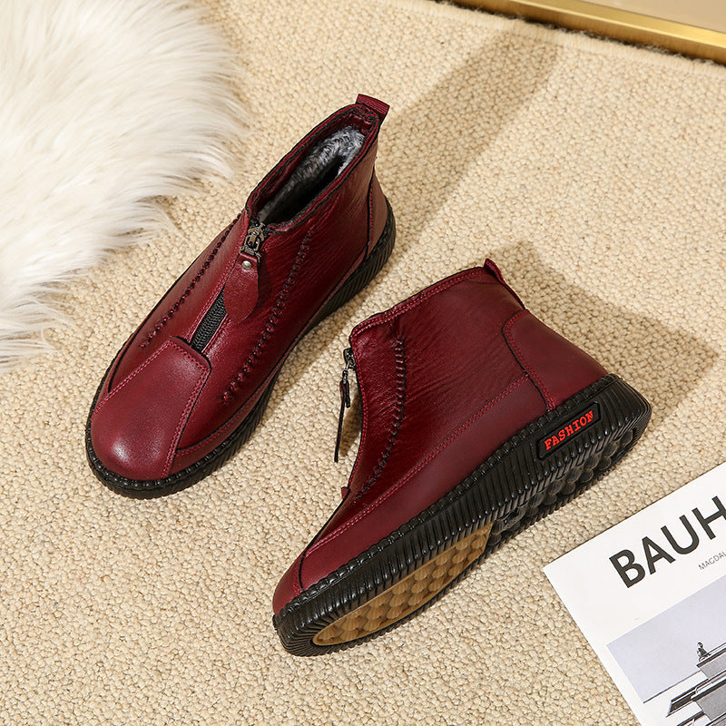 Damen modische Stiefel mit seitlichem Reißverschluss und bequemer Sohle