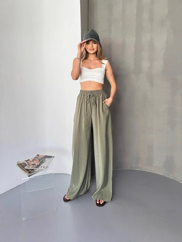 Damen Elegante und fließende Palazzo-Hose R&B