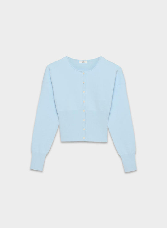 Damen Cropped Strickjacke mit Knopfleiste und Rippstrick R&B