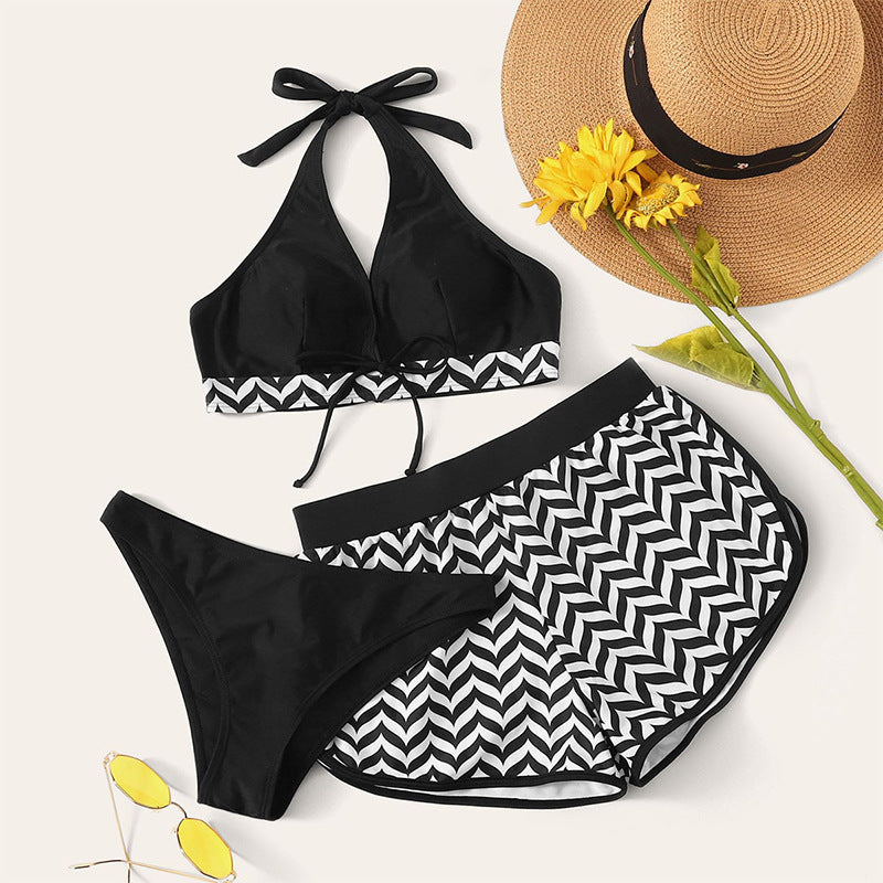 Damen Sport-Bikini-Set mit hoch geschnittenem Oberteil und komfortablen Shorts R&B