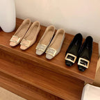 Damen elegante Ballerinas mit modischem Schnallenverschluss R&B