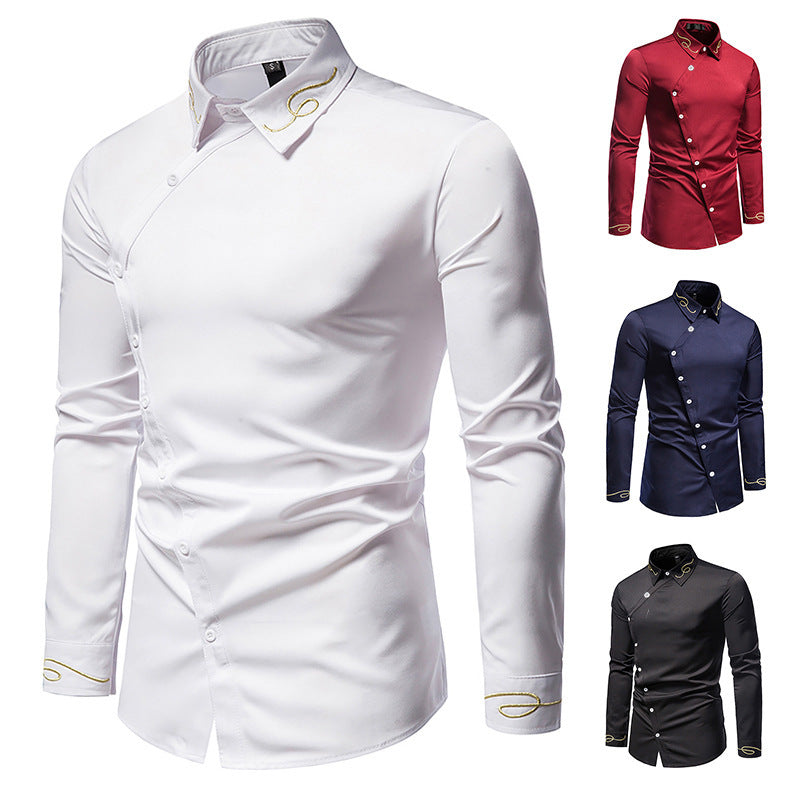 Herren Elegantes Langarmhemd mit dekorativen Knopfdetails R&B