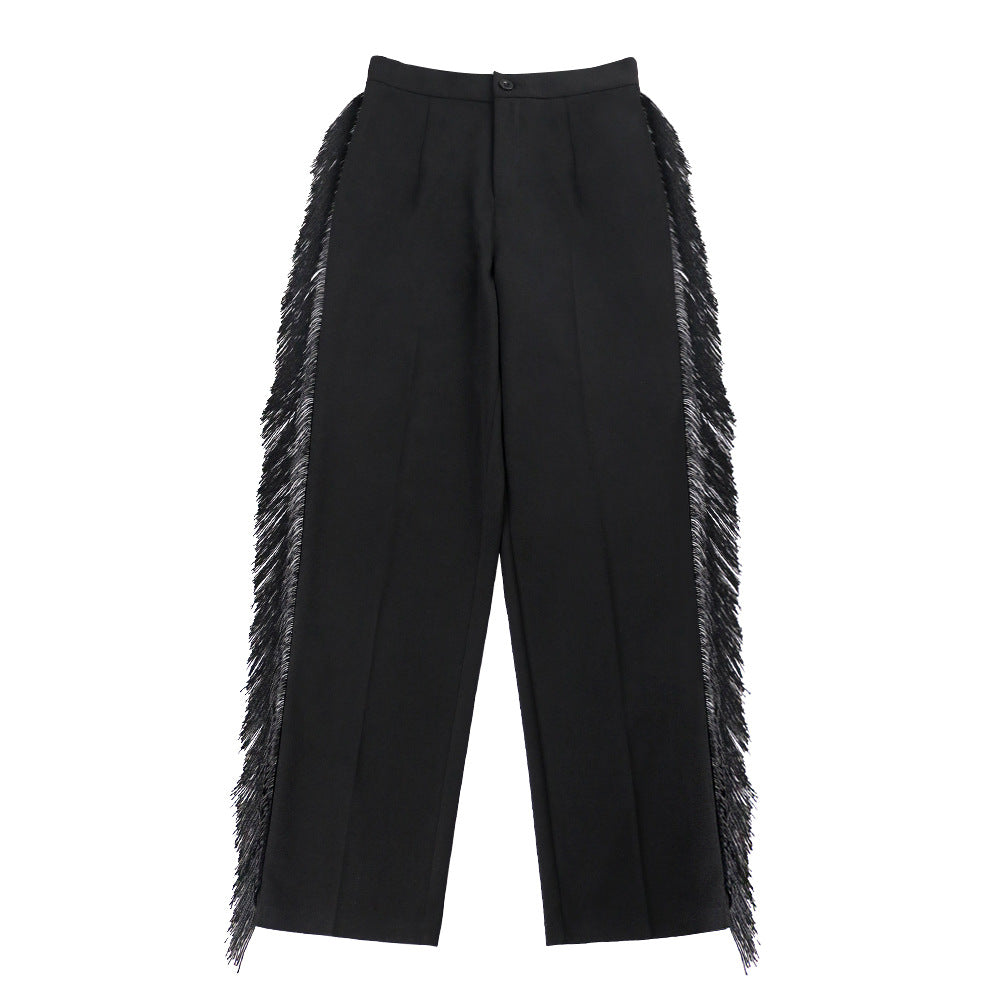 Damen elegante Hose mit fransigen Details R&B