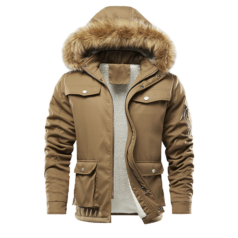 Herren isolierte Winterjacke mit abnehmbarer Kapuze und Futter R&B