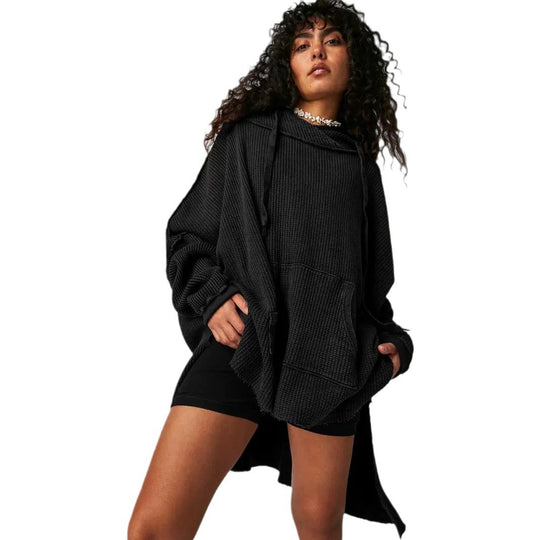 Damen Lässiger Hoodie mit strukturiertem Design und praktischer Kängurutasche R&B