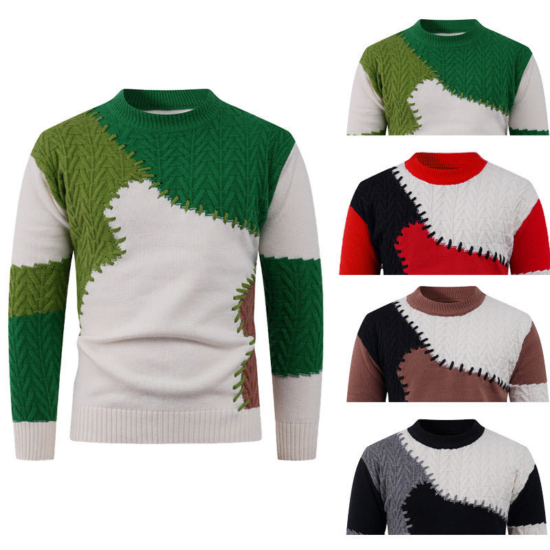 Herren modischer Pullover mit einzigartigem Patchwork-Design R&B