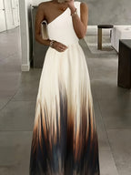Damen Maxikleid mit asymmetrischem Schnitt und elegantem Farbverlauf R&B