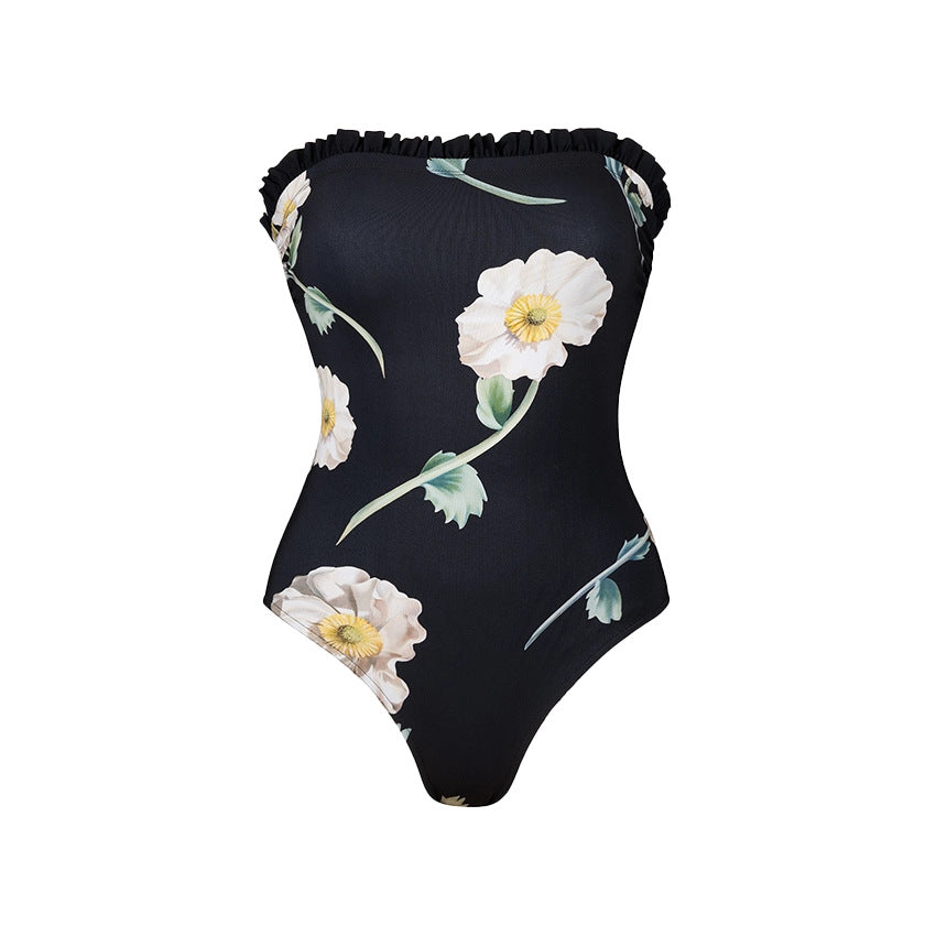 Damen Einteiler Badeanzug mit floralem Rüschendetail R&B
