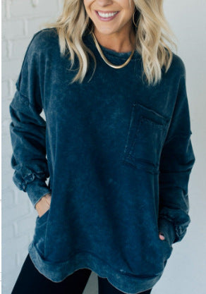 Damen Lässiger Oversized-Sweatshirt mit Rüschendetails R&B