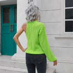 Damen Strickpullover mit asymmetrischem Ausschnitt und hohem Kragen R&B