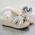 Damen Wedge-Pantoletten mit stilvollen Glitzerakzenten und anatomischem Fußbett R&B