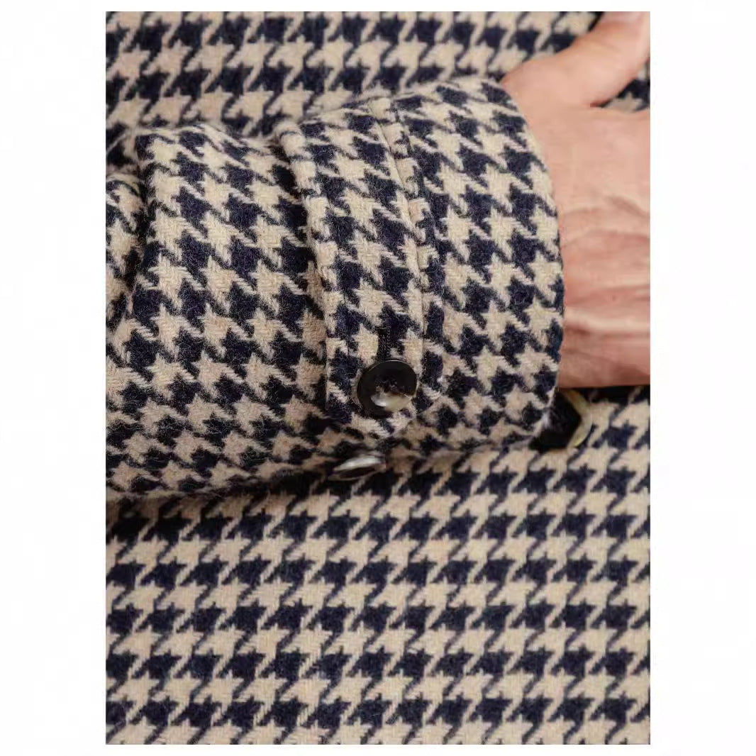 Herren eleganter Karomantel mit praktischen Taschen und modernem Schnitt R&B