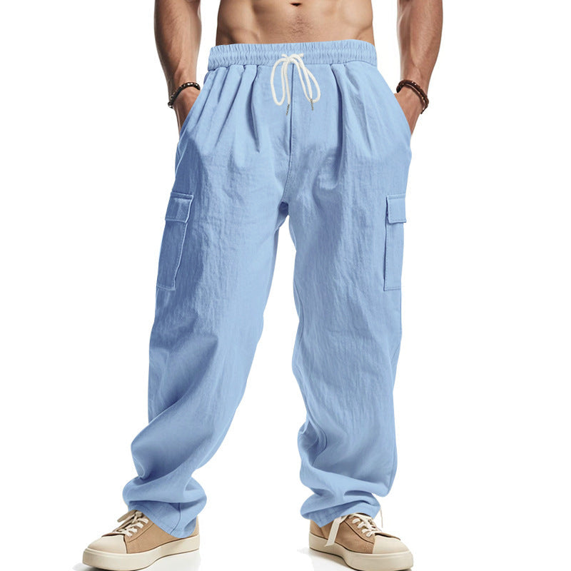 Herren lockere Cargo-Hose mit praktischen Seitentaschen und verstellbarem Kordelzug R&B
