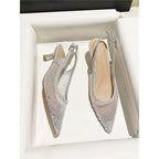 Damen elegante Slingback-Pumps mit funkelndem Netzdesign R&B