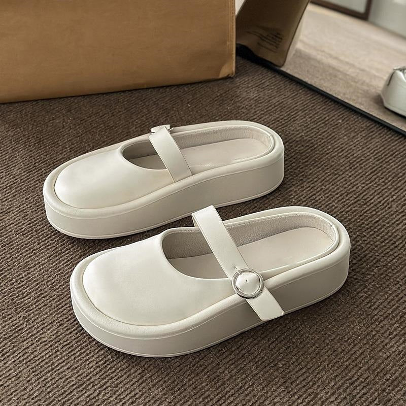 Damen Stylish Plateau-Pantoletten mit verstellbarem Riemen und komfortabler Sohle R&B