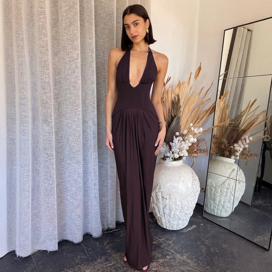 Damen Figurbetontes Abendkleid mit tiefem Ausschnitt und eleganter Drapierung R&B