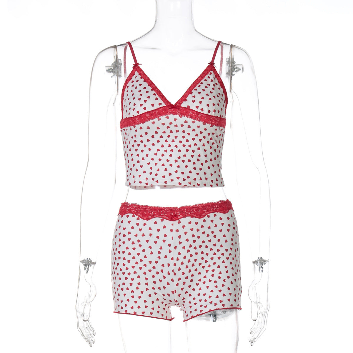 Damen Schlafanzug-Set mit zartem Herzmotiv R&B