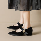 Damen spitze Ballerinas mit eleganter Schnallenverzierung