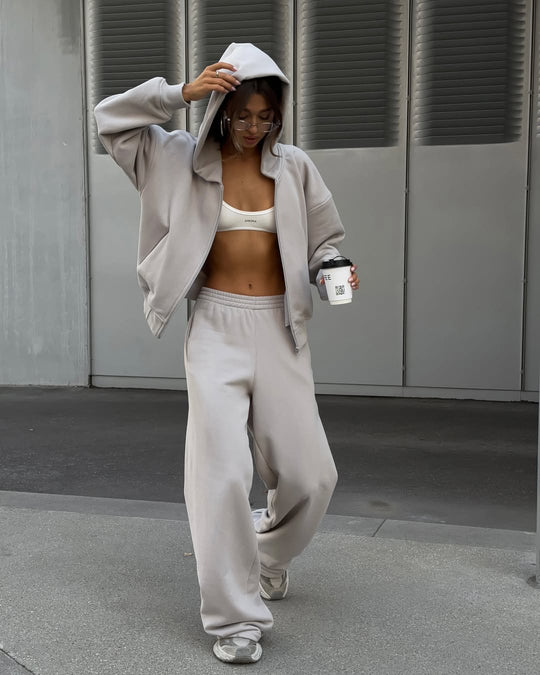 Damen lässiges Kapuzensweatshirt und weite Jogginghose-Set R&B