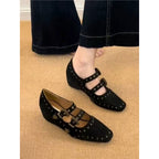 Damen elegante Riemchenpumps mit modischen Schnallen R&B