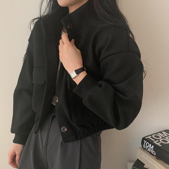 Damenjacke aus hochwertigem Wollmix mit lässigen Taschen und Oversized-Schnitt