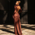 Damen Elegantes Maxikleid mit tiefem Rückenausschnitt und raffinierten Drapierungen R&B