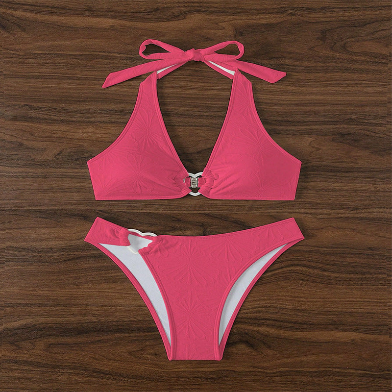 Damen Triangel-Bikini mit dekorativen Herzdetails und verstellbaren Trägern R&B