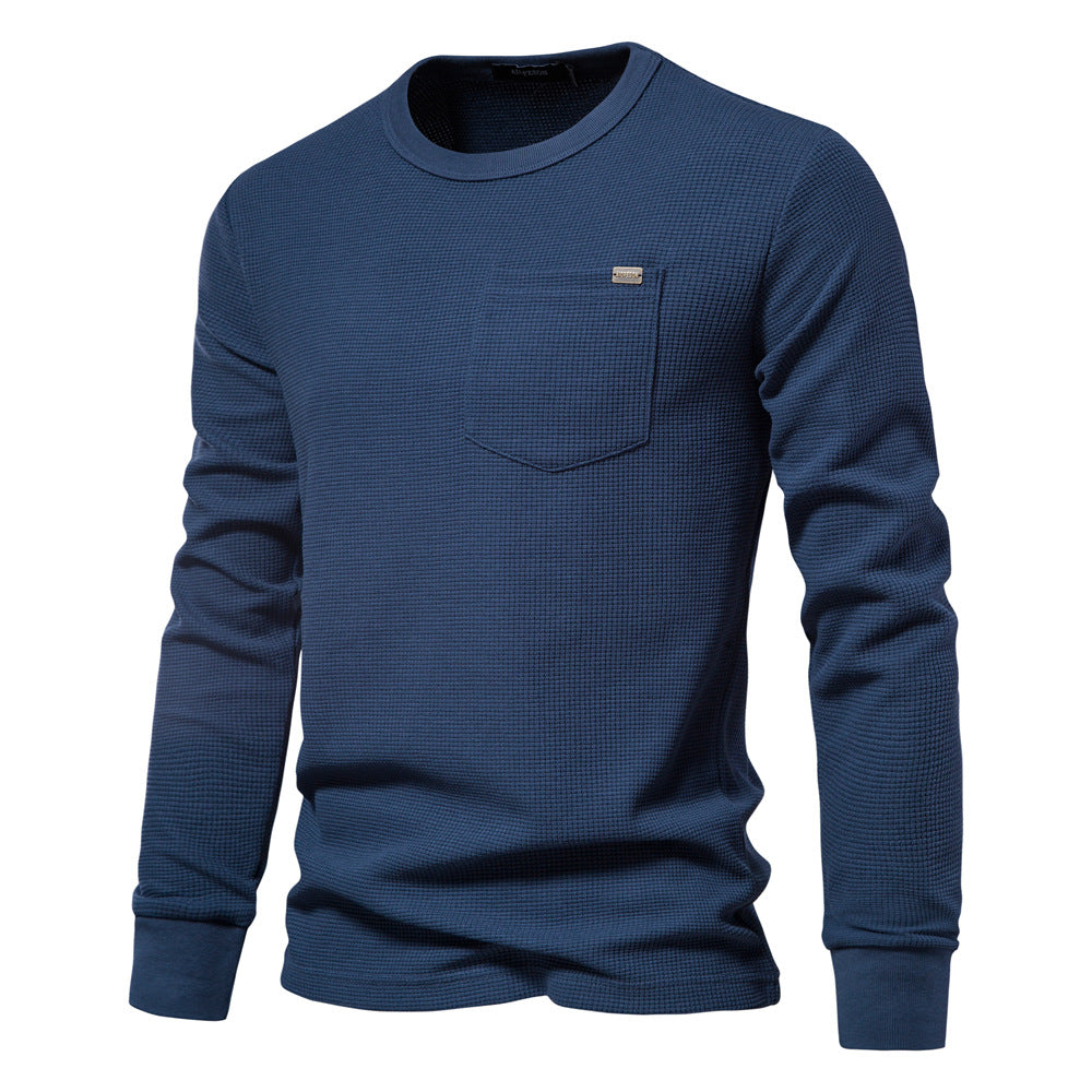 Herren Langarmshirt mit modularem Waffelstruktur und praktischer Brusttasche