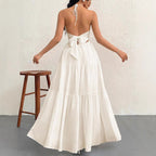 Damen Maxikleid mit schulterfreiem Design und Faltenwurf R&B