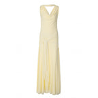 Damen schulterfreies Wickelmaxikleid mit drapiertem Oberteil und seitlichem Bindegürtel R&B