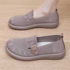 Damen Komfortable Slip-On Schuhe mit flexiblem Strickoberteil und modischem Schnallen-Detail R&B