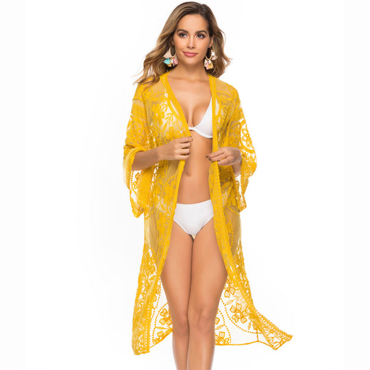 Damen Transparente Häkel-Strandtunika R&B