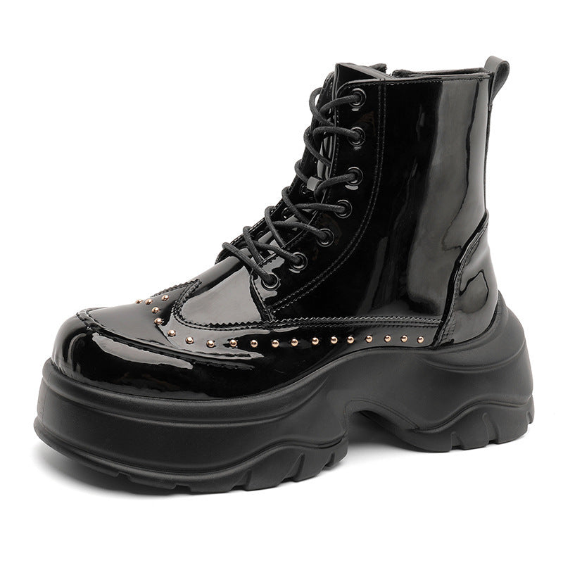 Damen Trendige Stiefeletten mit funkelnden Nieten und robuster Sohle