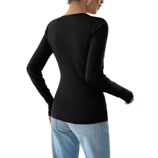 Damen Elegantes Langarm-Bodysuit mit dekorativen Blumenakzenten R&B