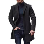 Herren eleganter und klassischer Wollmantel mit schmalem Schnitt R&B