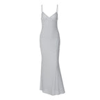 Damen Elegantes Maxikleid mit zartem Punktedesign und Spaghetti-Trägern R&B