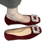Damen elegante Ballerinas mit funkelndem Strass-Akzent und hochwertiger Oberflächenstruktur R&B