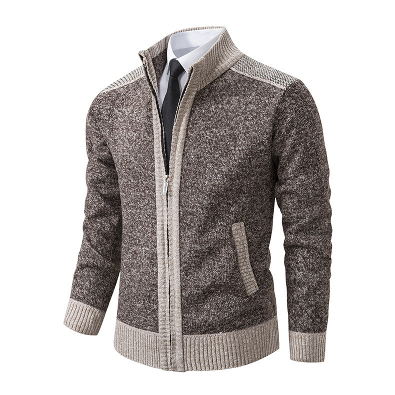 Herren modische Strickjacke mit hohem Kragen und Reißverschluss R&B