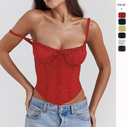 Damen Corsagenoberteil mit Rüschendetails und verstellbaren Trägern R&B
