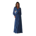 Damen Maxi-Kleid mit weitem Schnitt und Rüschendetails EB
