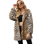 Damen Elegante Kunstfelljacke mit Leopardenmuster R&B