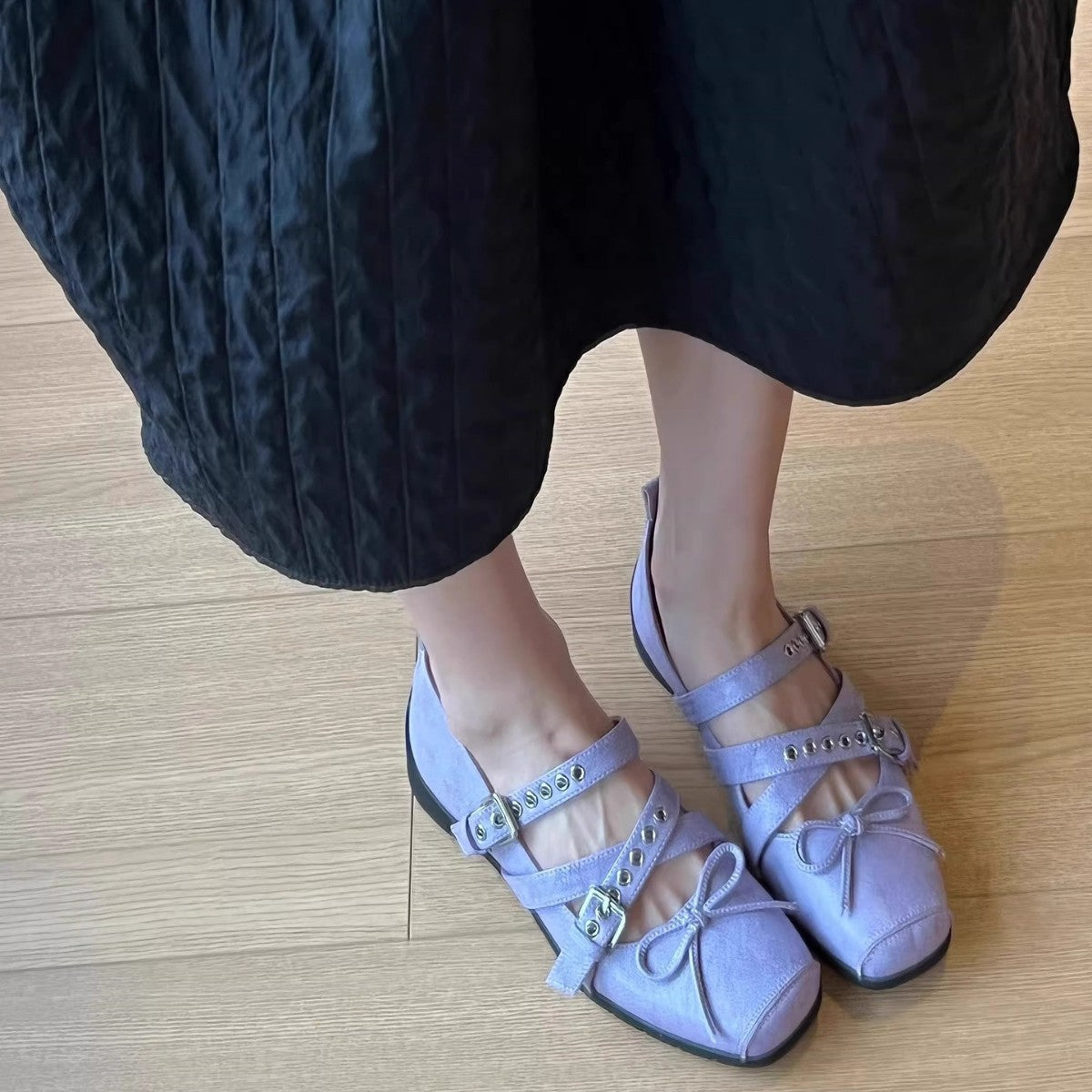 Damen Ballerina-Schuhe mit raffinierten Schnallen und elegantem Schleifendesign