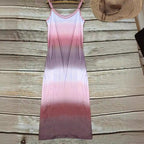 Damen Maxikleid mit sportlichem V-Ausschnitt und modischem Farbverlauf R&B