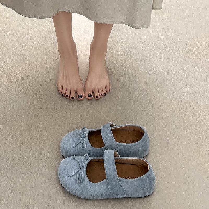 Damen Ballerinas mit praktischem Klettverschluss und verspieltem Schleifendetail EB