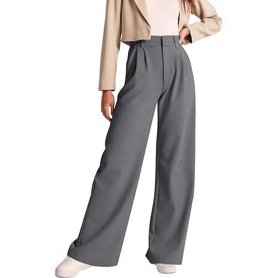 Damen weite High-Waist Hose mit Falten- und Bunddetails R&B