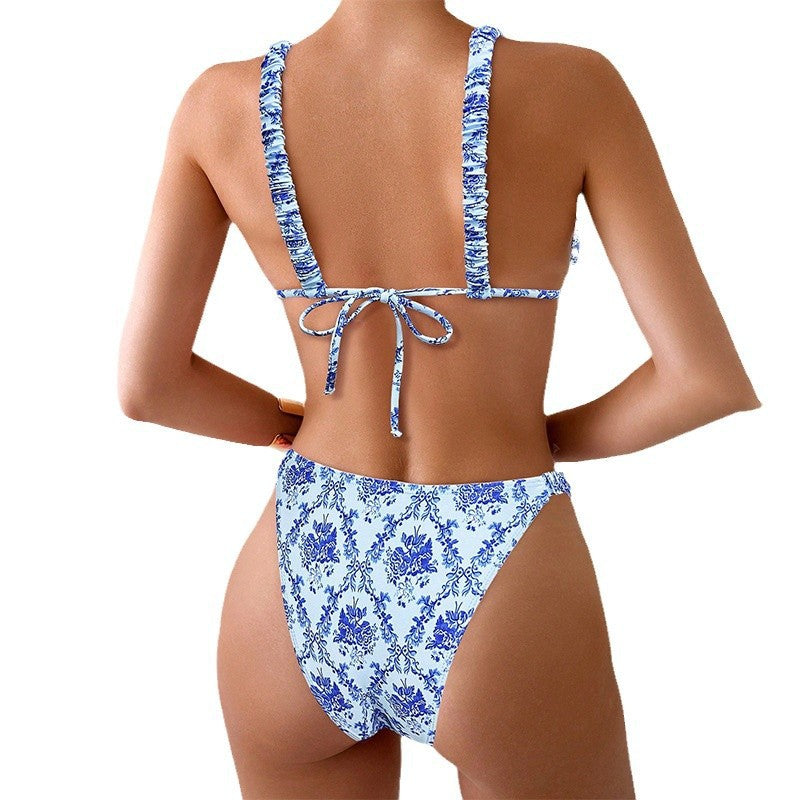 Damen Hochtaillierter Bikini mit verspieltem Rüschendesign