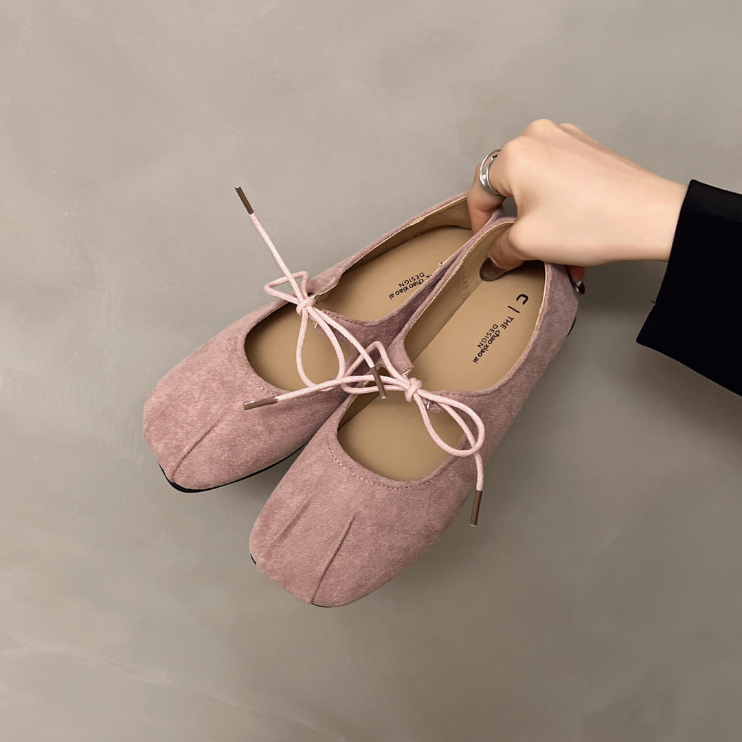 Damen elegante Ballerinas mit praktischer Schleifenverzierung und hochwertigem Wildlederoberteil R&B